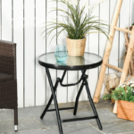 Small Garden Table Round Glass Furniture Bistro Coffee Side Metal .