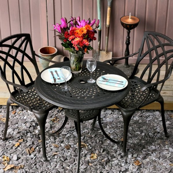 Anna Small Garden Patio Table & Chairs Set - Bronze | Lazy Sus