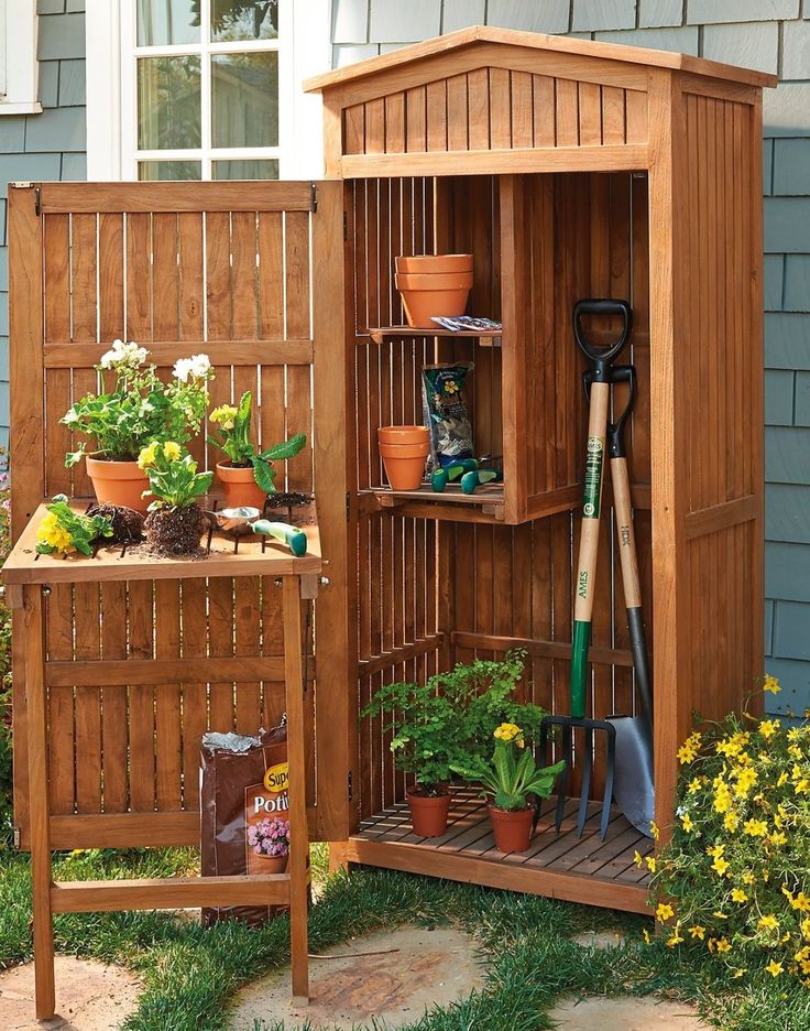 Teak Garden Storage | Frontgate | Garden storage, Backyard ideas .