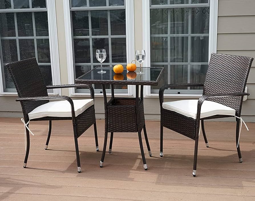 Amazon.com: G GVM-US Outdoor Small Patio Table and Chairs Deck .