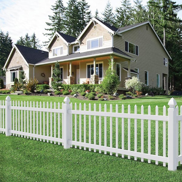 Veranda Chelsea 3 ft. H x 8 ft. W White Vinyl Spaced Picket Fence .