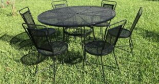 Black Vintage Wrought Iron Patio Furniture Set Table 6 Parlo .